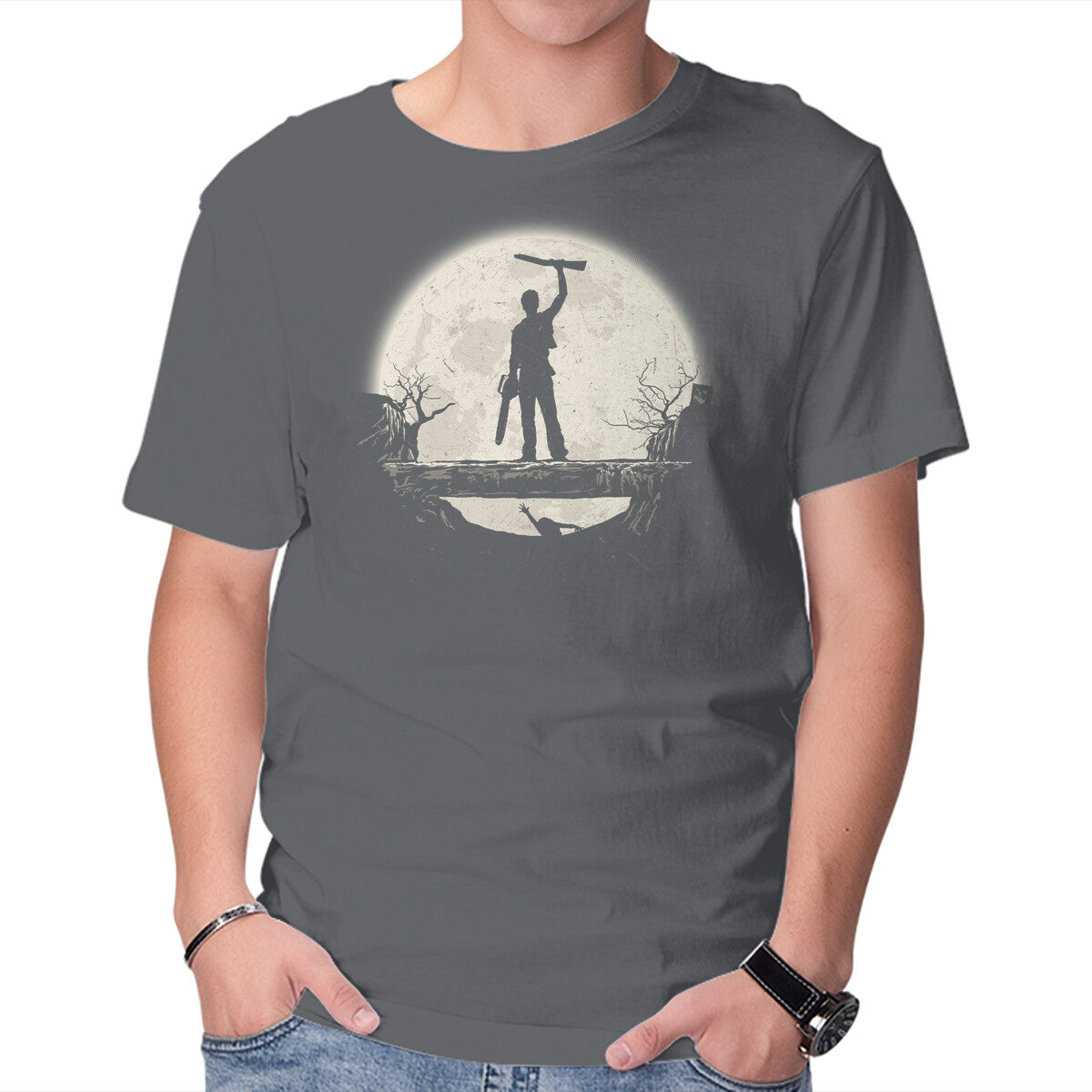 Boom Moon – Horror Graphic T-Shirt in charcoal, product display