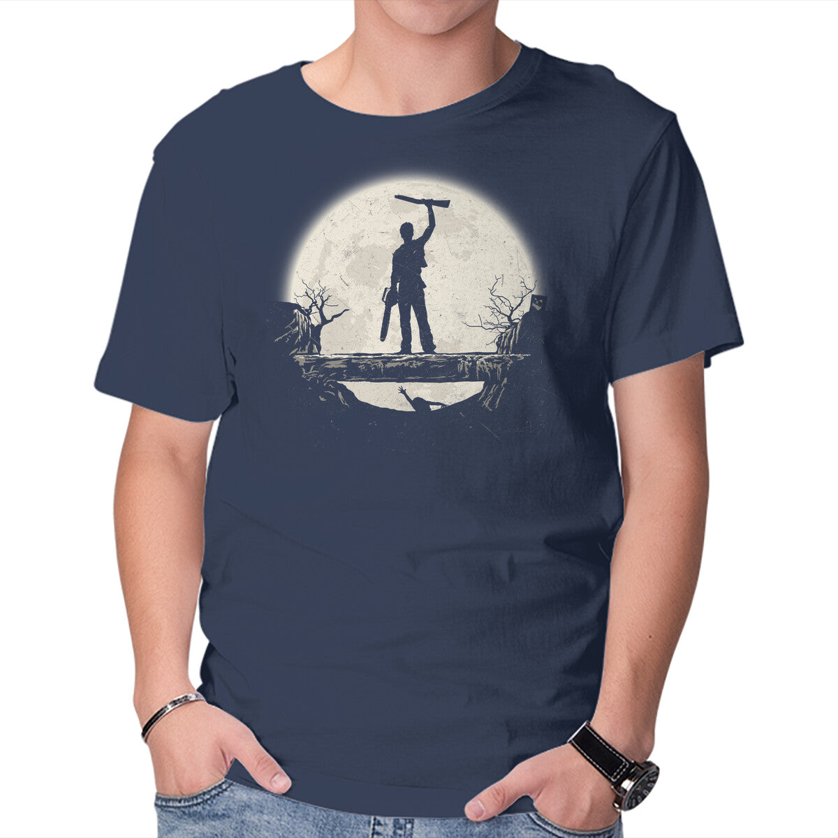 Boom Moon – Horror Graphic T-Shirt in navy, product display