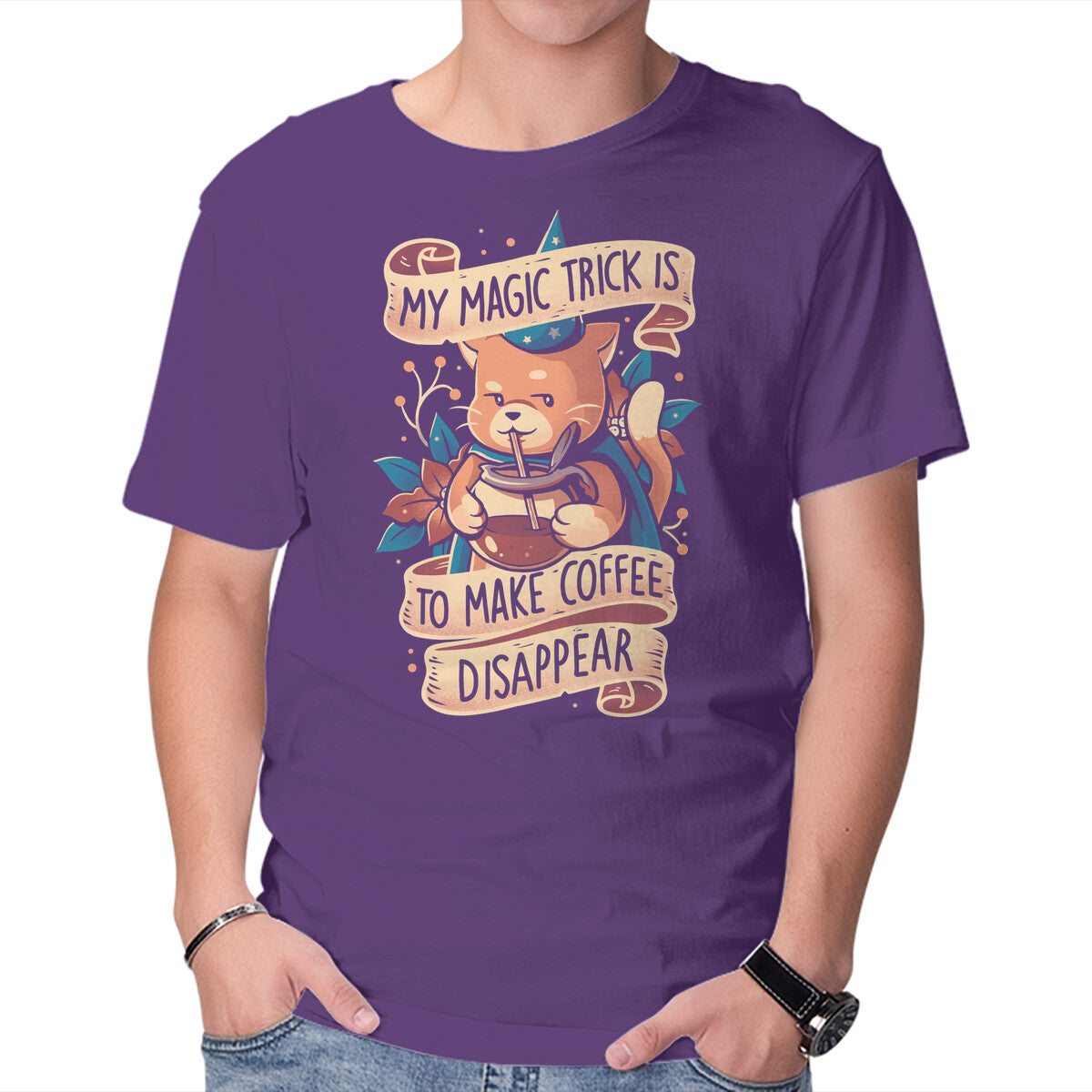 Magic Trick Cat – Cat Graphic T-Shirt in purple, product display