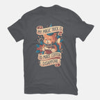 Magic Trick Cat – Cat Graphic T-Shirt in charcoal, flat-lay product view