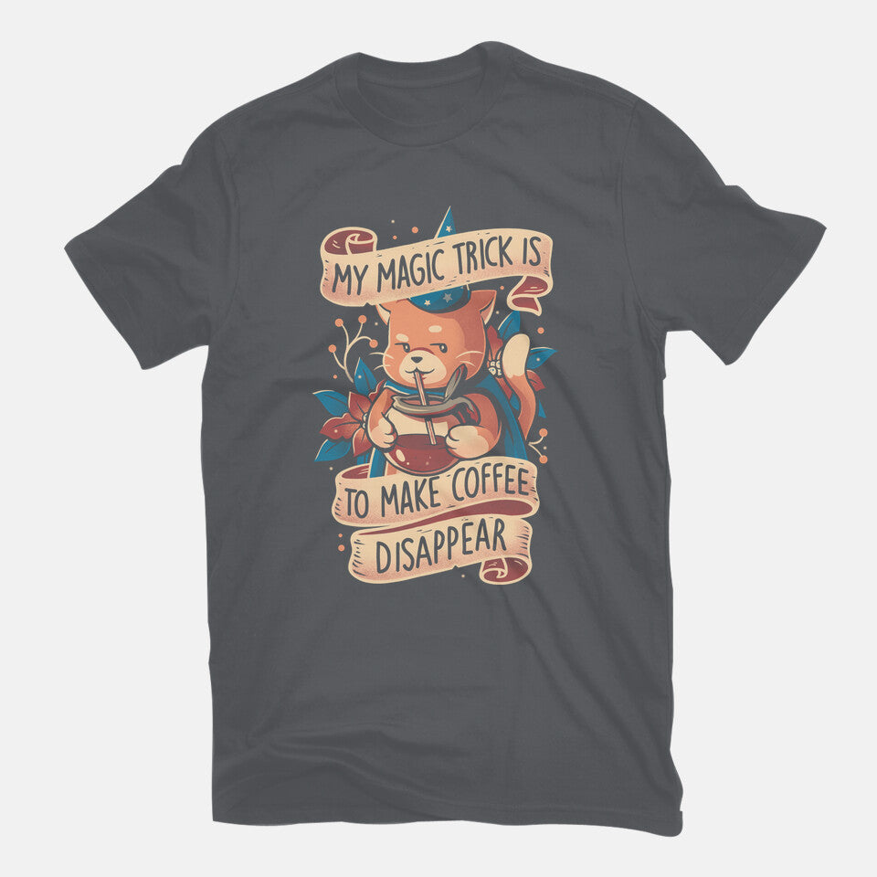 Magic Trick Cat – Cat Graphic T-Shirt in charcoal, flat-lay product view
