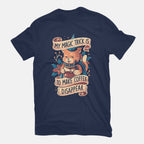 Magic Trick Cat – Cat Graphic T-Shirt in navy, flat-lay product view