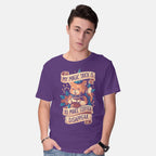 Model wearing purple Magic Trick Cat – Cat Graphic T-Shirt