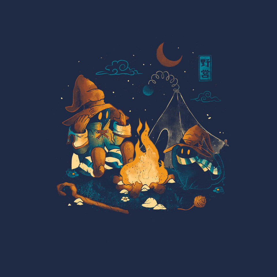 Magic Camp – Cat Graphic T-Shirt design artwork for navy graphic T-shirt