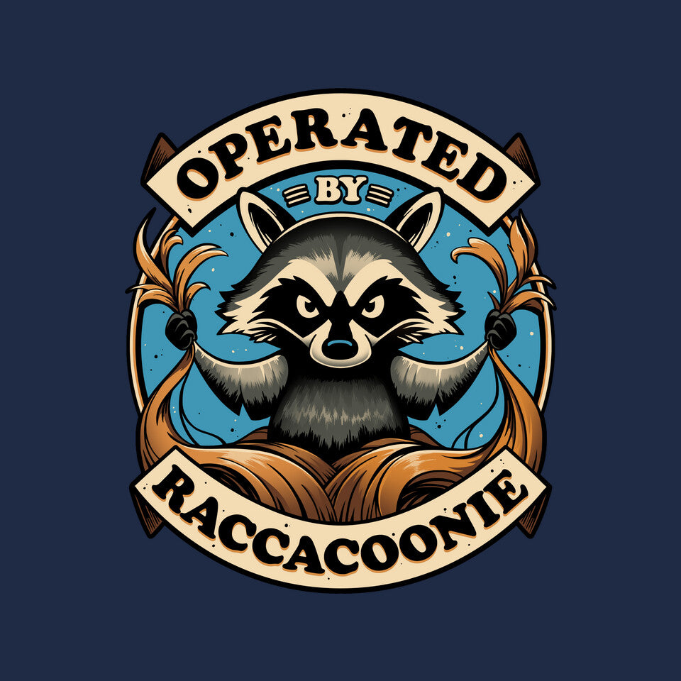 Raccoon Supremacy – Sci-Fi Graphic T-Shirt design artwork for navy graphic T-shirt