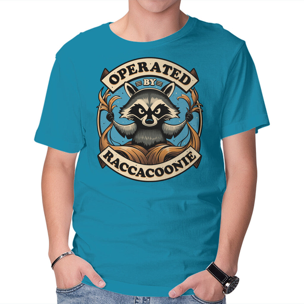 Raccoon Supremacy – Sci-Fi Graphic T-Shirt in turquoise, product display