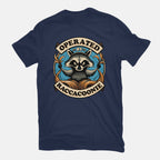 Raccoon Supremacy – Sci-Fi Graphic T-Shirt in navy, flat-lay product view