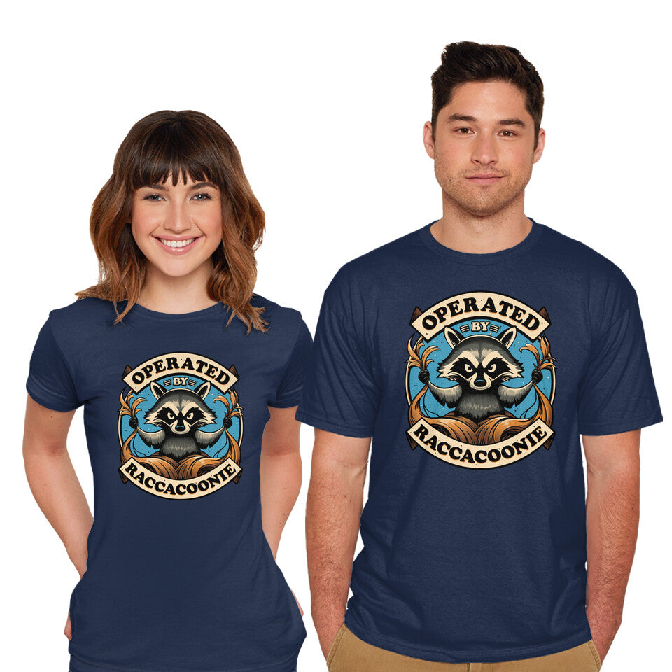 Model wearing navy Raccoon Supremacy – Sci-Fi Graphic T-Shirt
