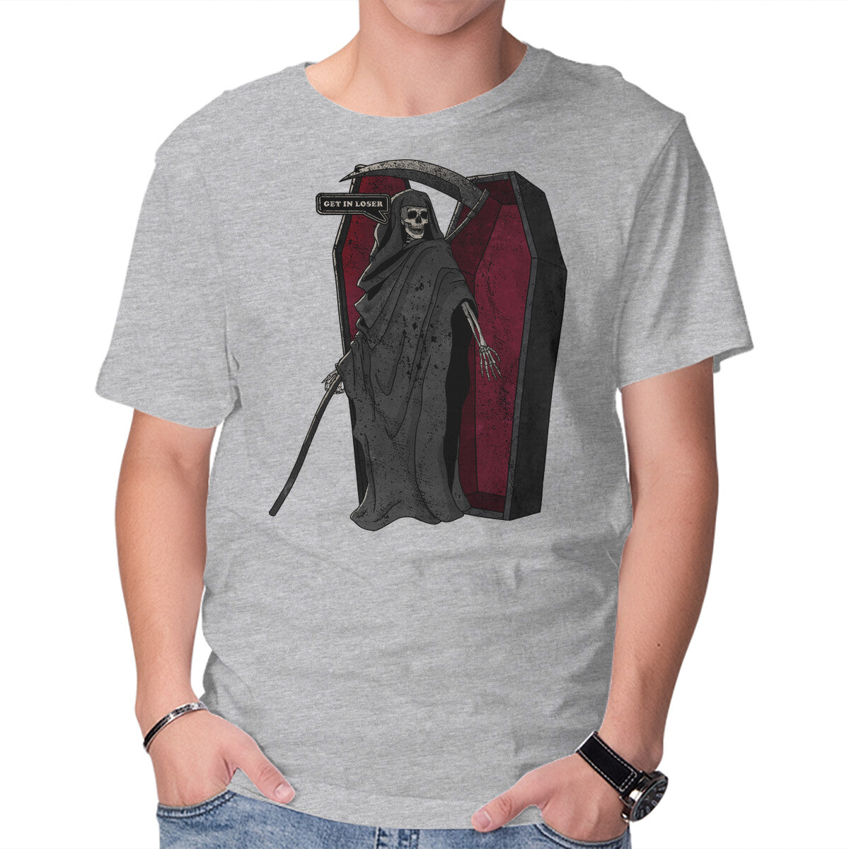 Death Beckons You To Get In – Halloween Graphic T-Shirt