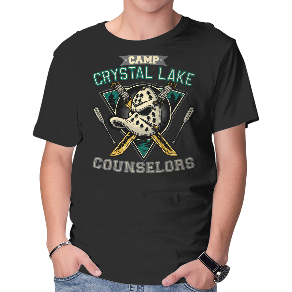 Camp Counselors – Movie Graphic T-Shirt in black, product display