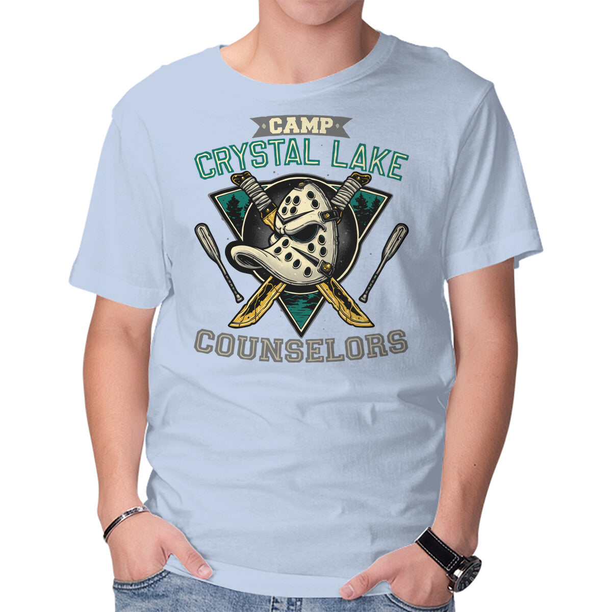 Camp Counselors – Movie Graphic T-Shirt in blue, product display