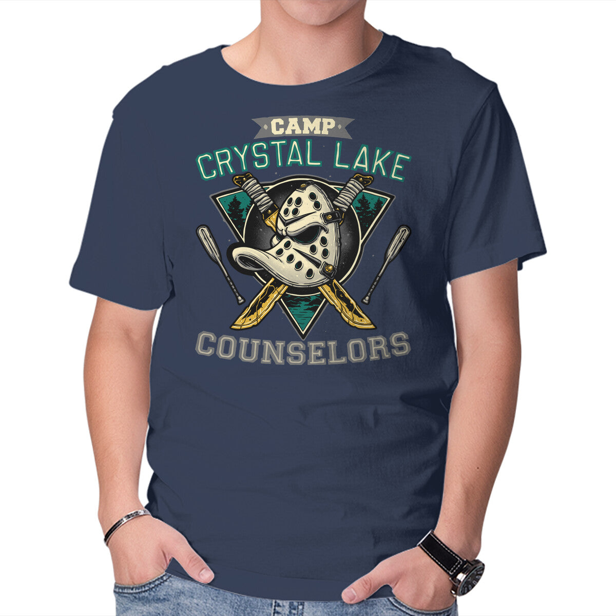 Camp Counselors – Movie Graphic T-Shirt in navy, product display