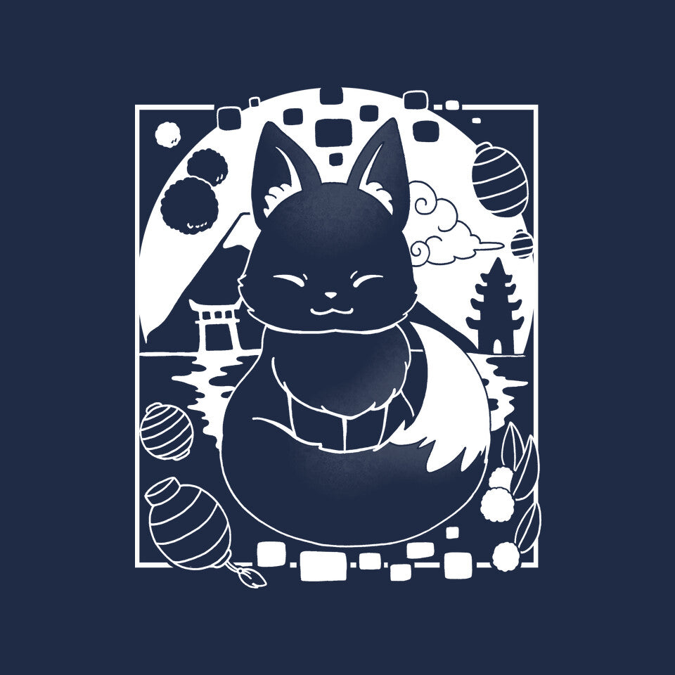Fox Lantern – Animal Graphic T-Shirt design artwork for navy graphic T-shirt