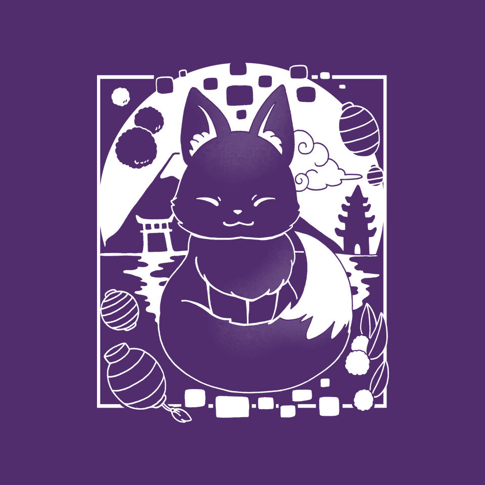 Fox Lantern – Animal Graphic T-Shirt design artwork for purple graphic T-shirt