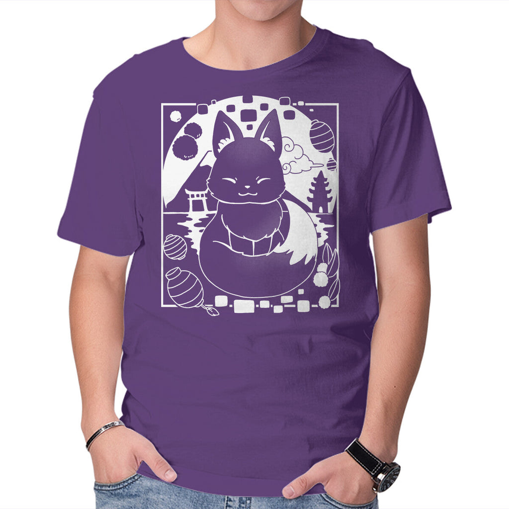 Fox Lantern – Animal Graphic T-Shirt in purple, product display