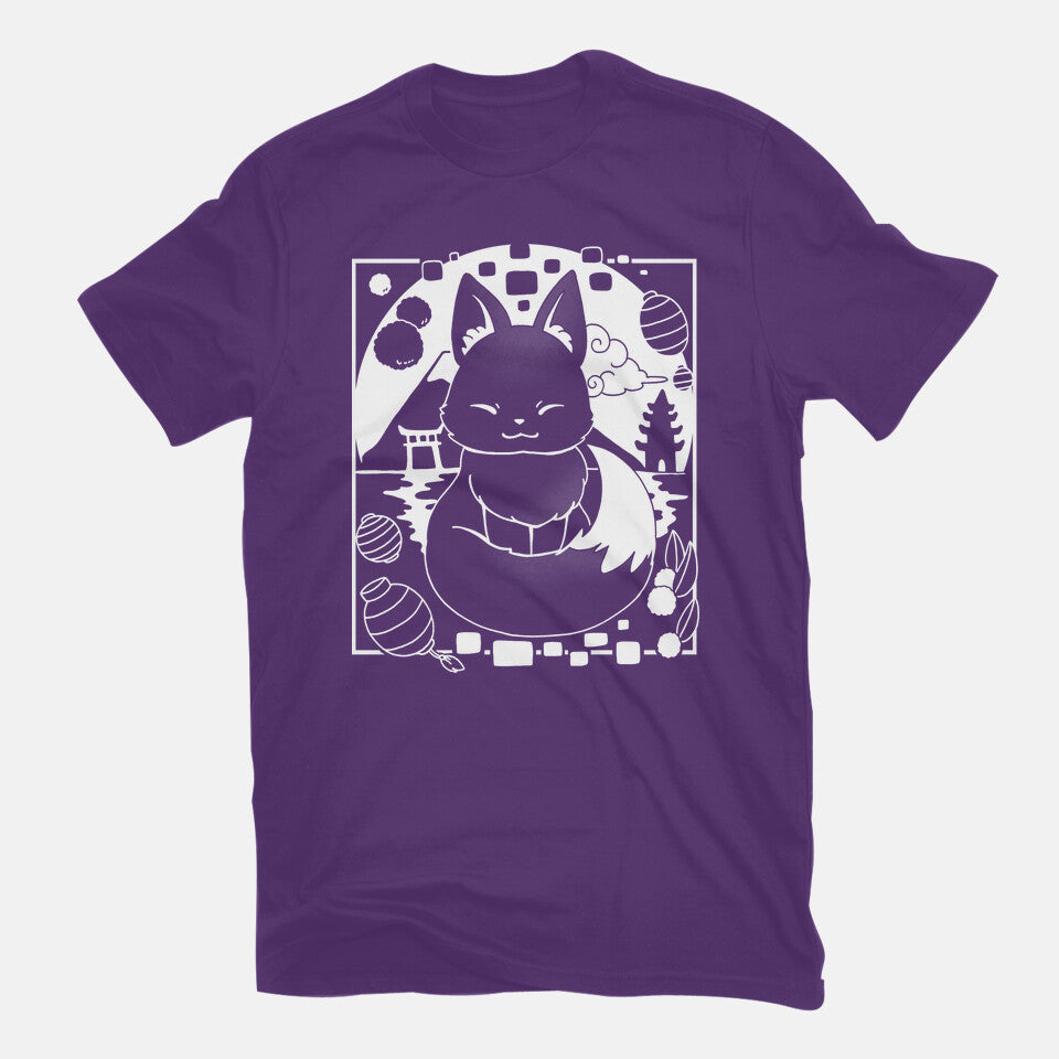 Fox Lantern – Animal Graphic T-Shirt in purple, flat-lay product view