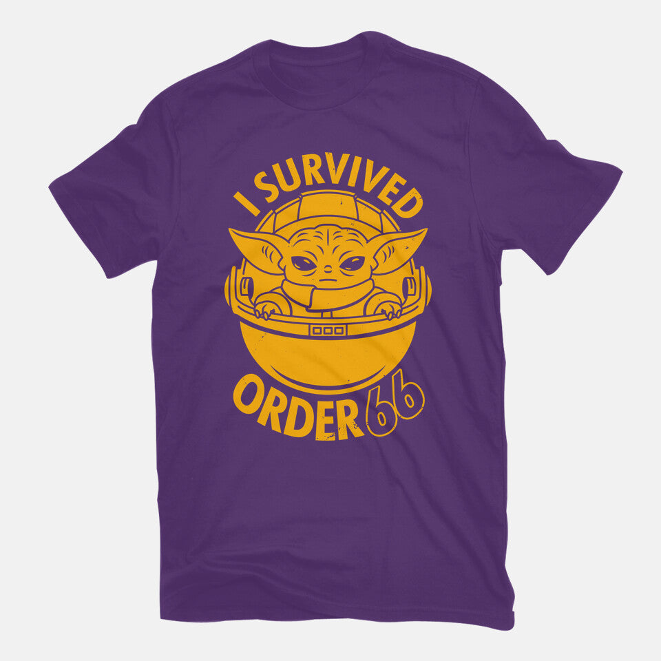 Survivor – Sci-Fi Graphic T-Shirt in purple, flat-lay product view