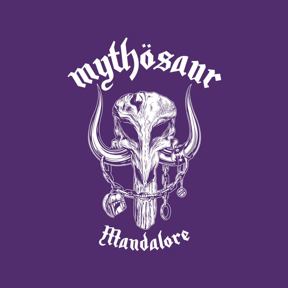 Mythosaur – Sci-Fi Graphic T-Shirt design artwork for purple graphic T-shirt