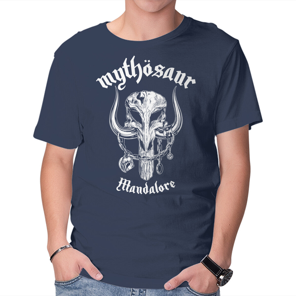 Mythosaur – Sci-Fi Graphic T-Shirt in navy, product display