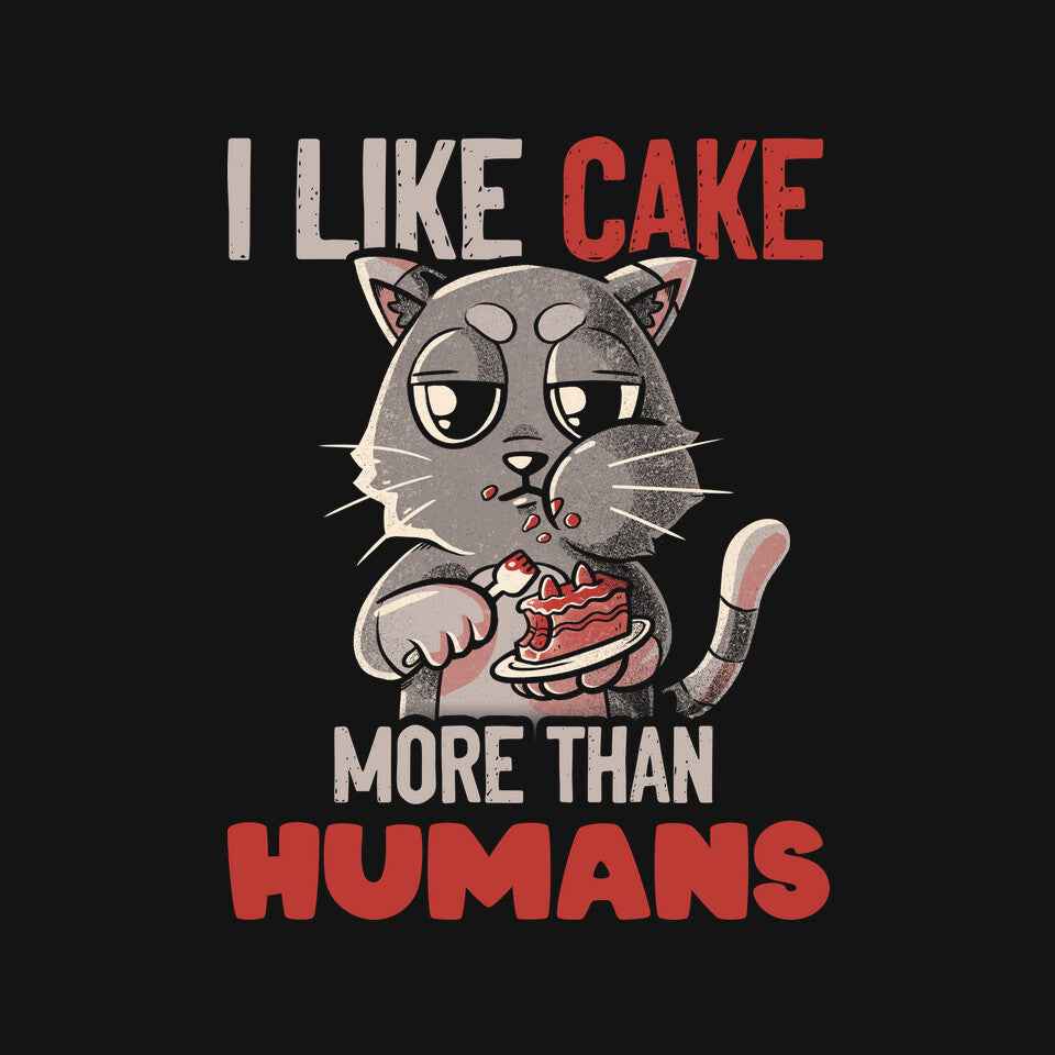 I Like Cake More Than People – Cat Graphic T-Shirt