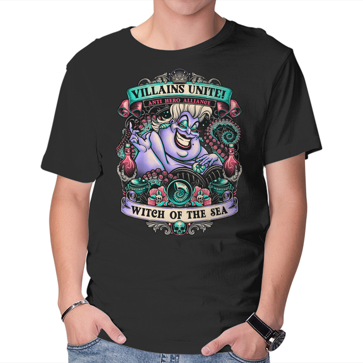 Witch Of The Sea – Fantasy Graphic T-Shirt in black, product display