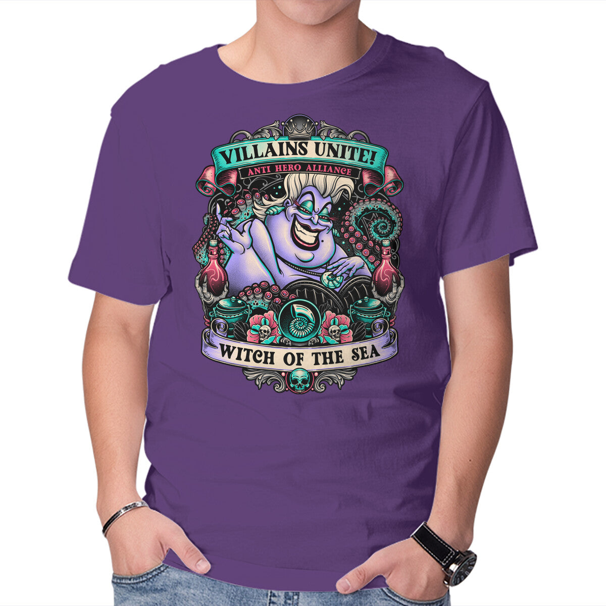 Witch Of The Sea – Fantasy Graphic T-Shirt in purple, product display