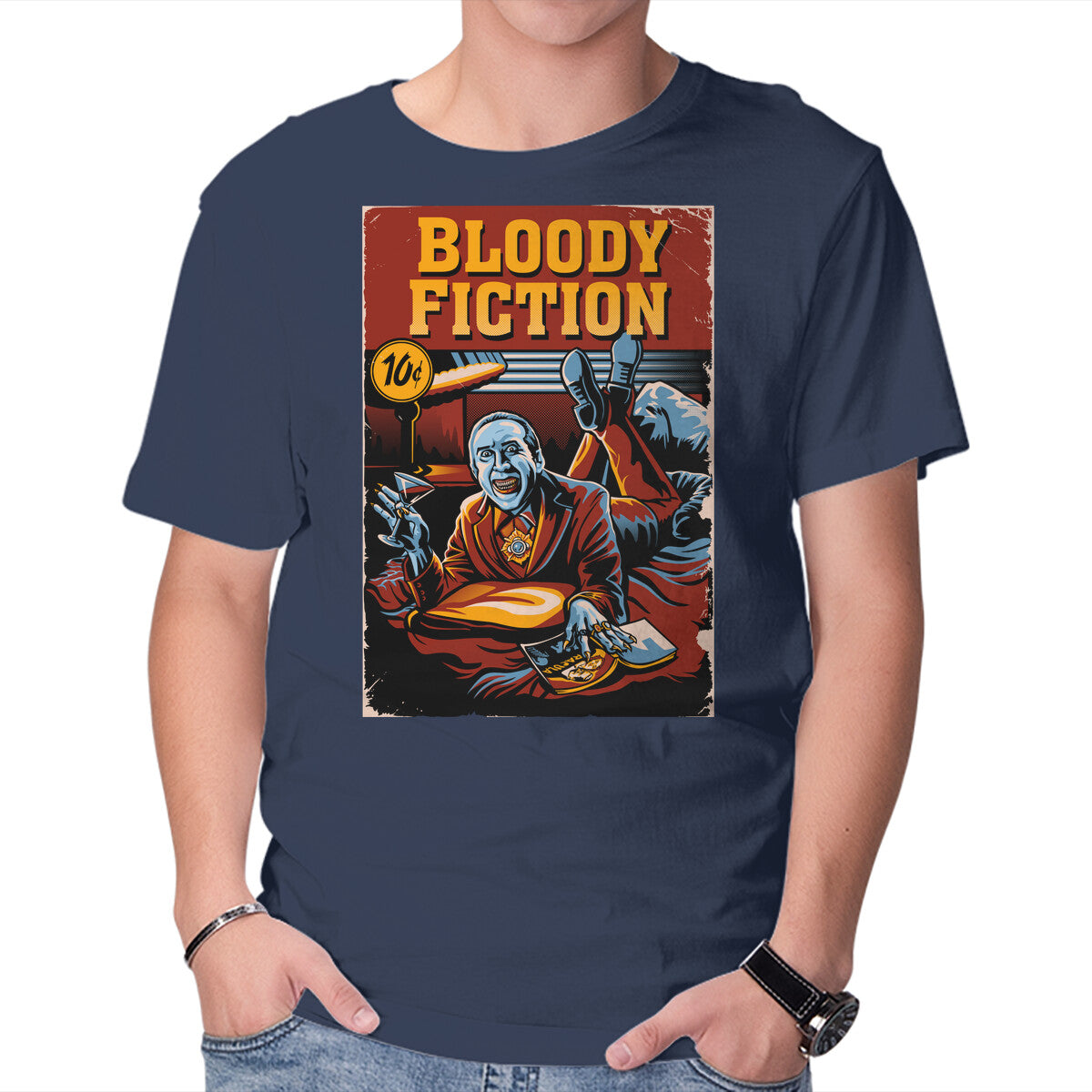 Bloody Fiction – Horror Graphic T-Shirt in navy, product display