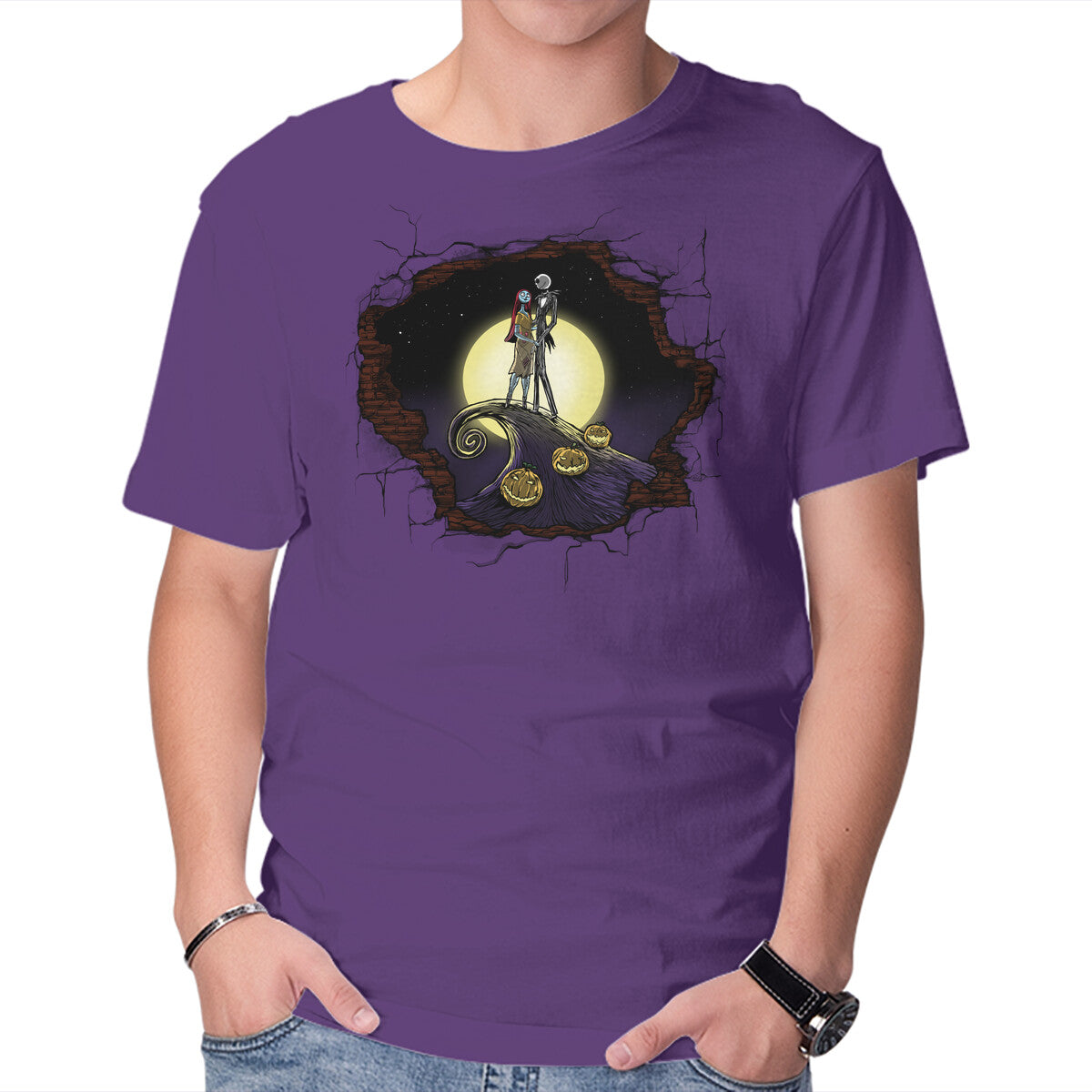 Nightmare Through The Wall – Halloween Graphic T-Shirt in purple, product display