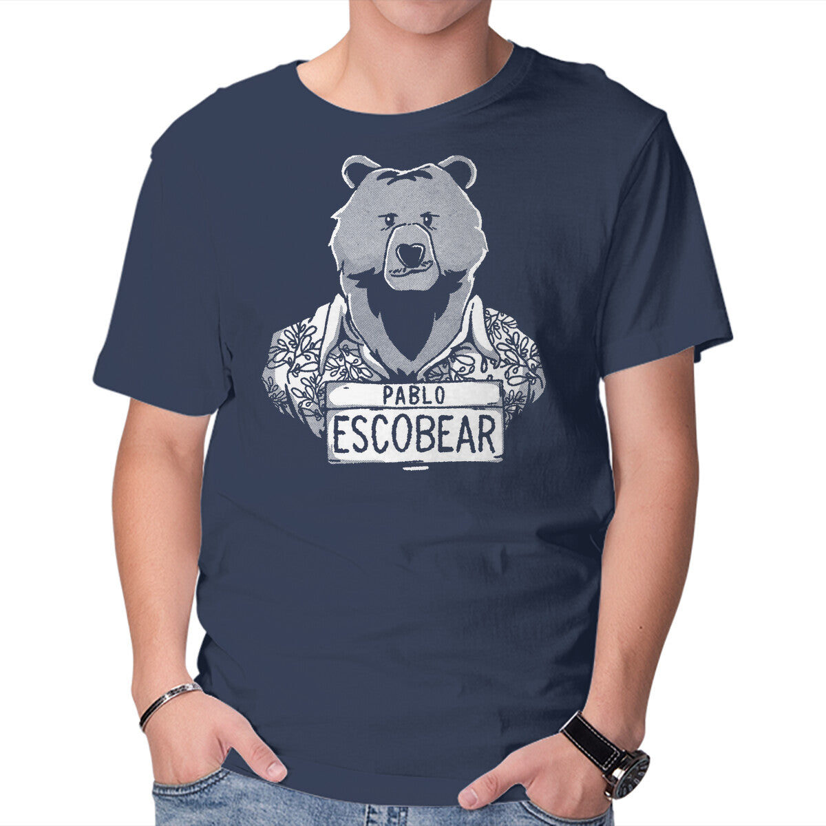 Escobear – Horror Graphic T-Shirt in navy, product display