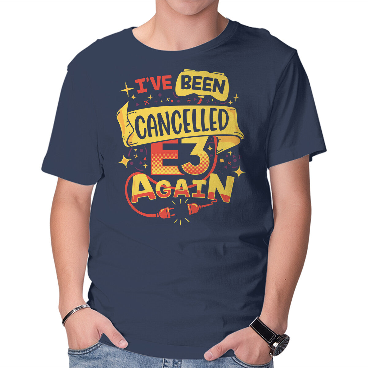 E3 Cancelled – Funny Graphic T-Shirt in navy, product display
