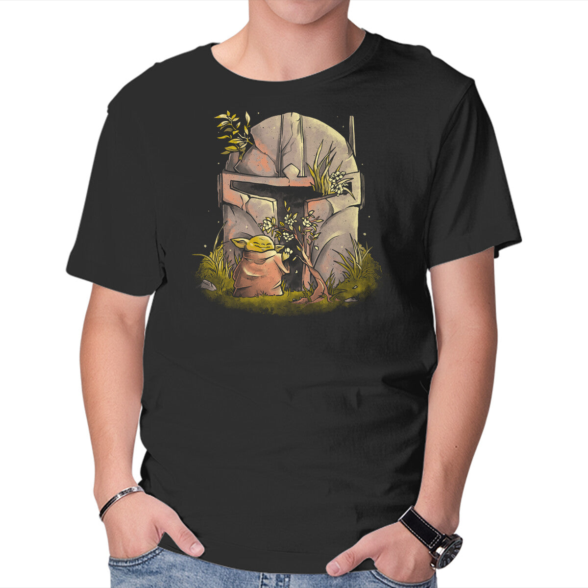 Hunter Helmet – Sci-Fi Graphic T-Shirt in black, product display