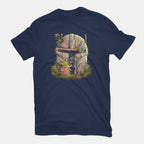 Hunter Helmet – Sci-Fi Graphic T-Shirt in navy, flat-lay product view
