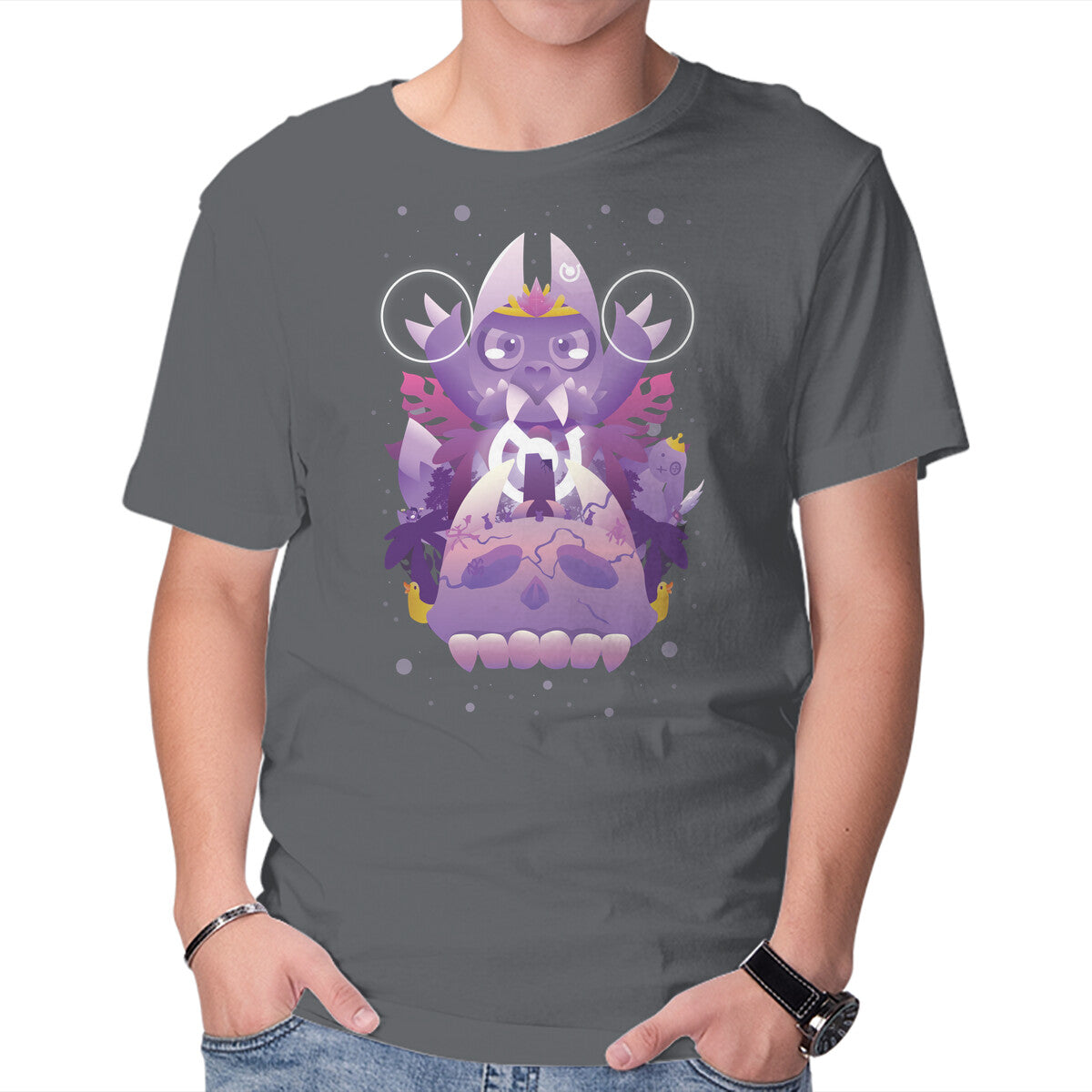 The King Of Demons – Horror Graphic T-Shirt in charcoal, product display