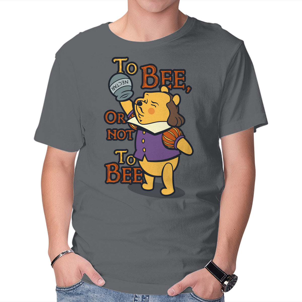 To Bee – Funny Graphic T-Shirt in charcoal, product display