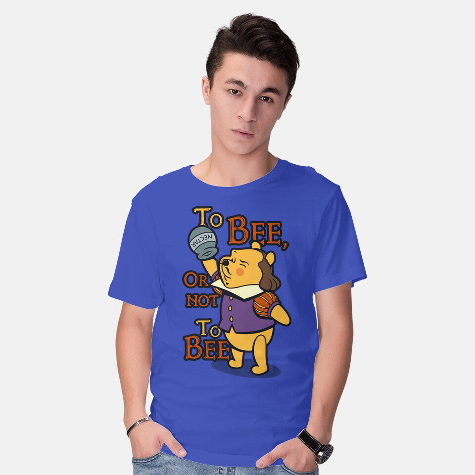 Model wearing royal blue To Bee – Funny Graphic T-Shirt
