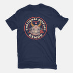 Emotional Support Demon – Horror Graphic T-Shirt in navy, flat-lay product view