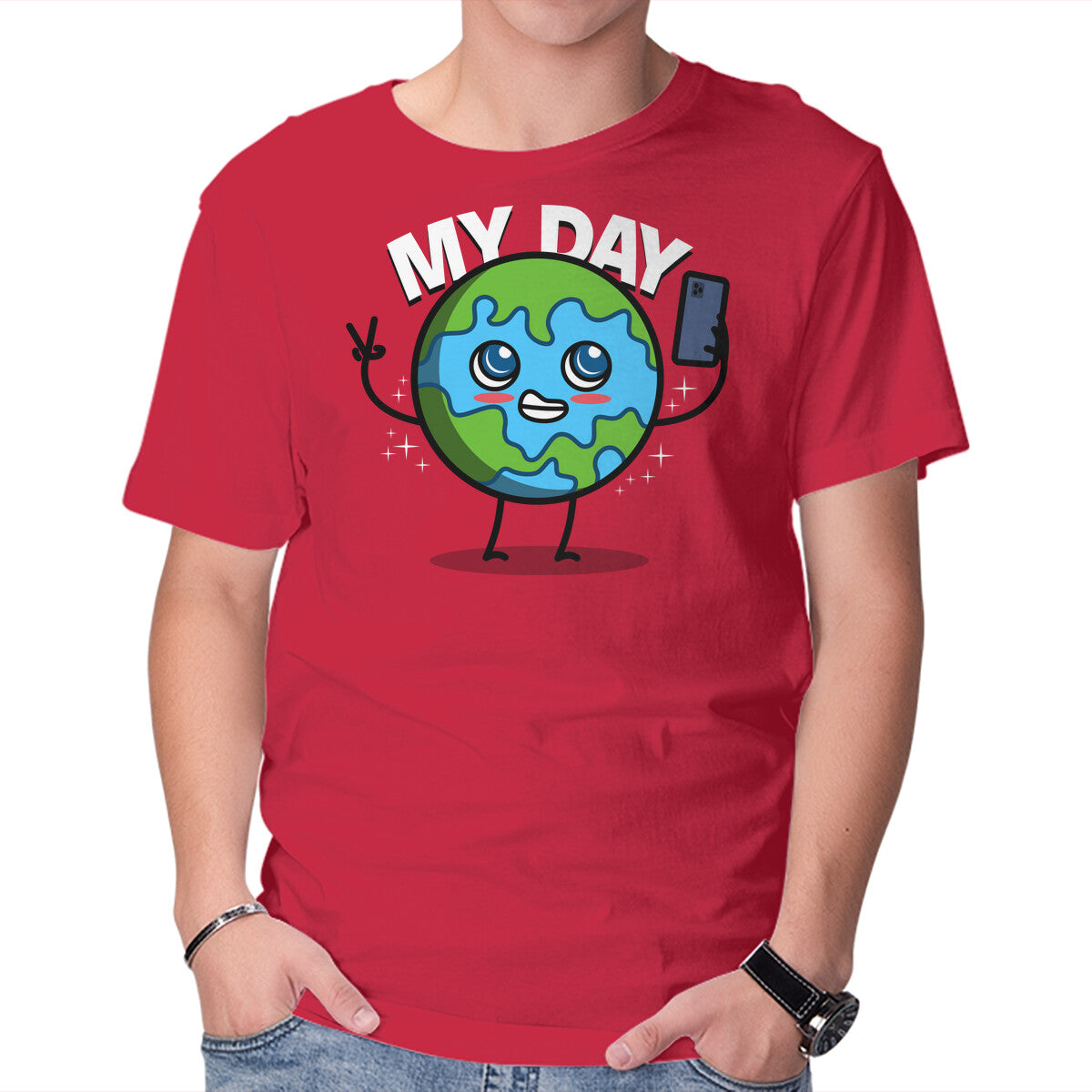Earth My Day Graphic T-Shirt in red, product display