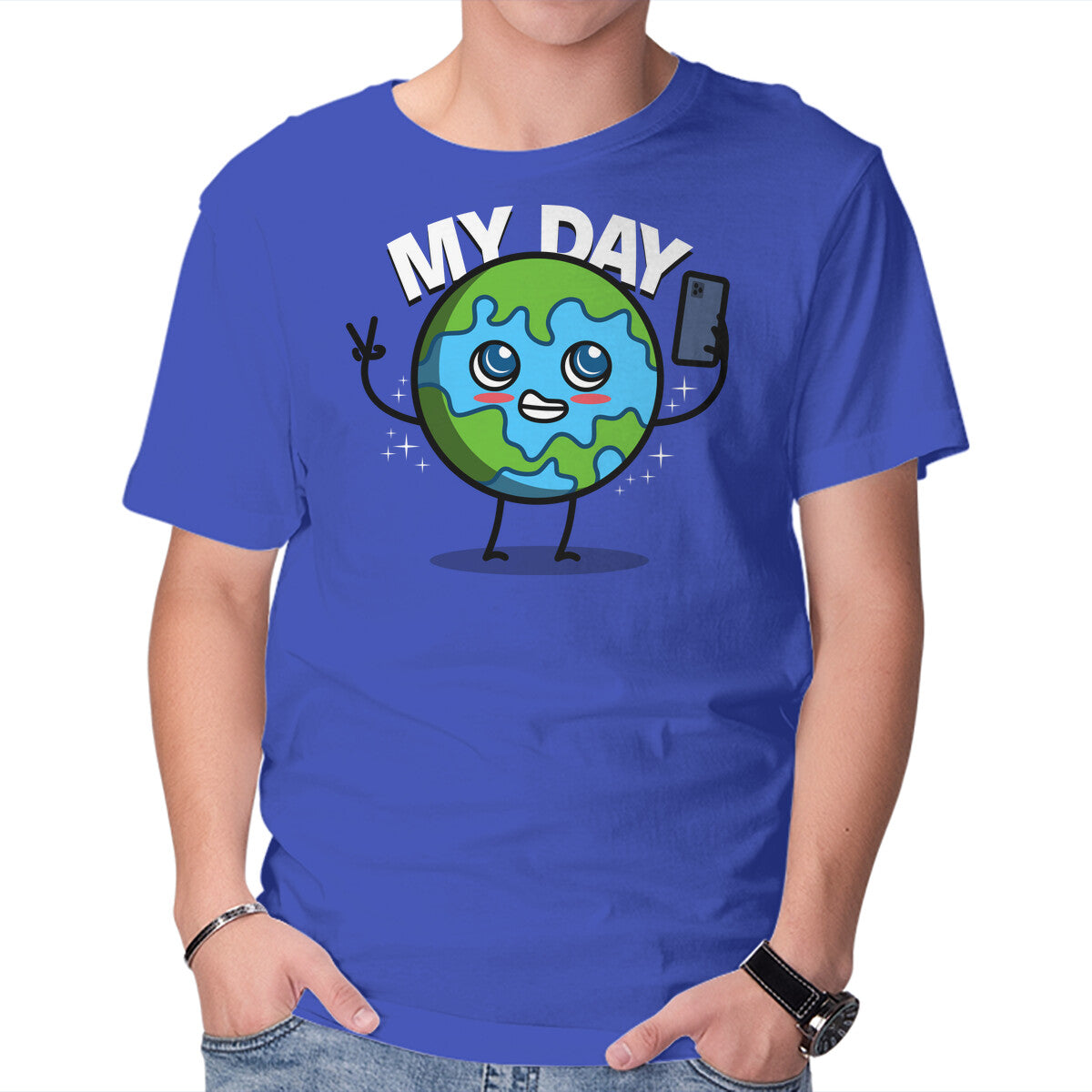 Earth My Day Graphic T-Shirt in royal blue, product display