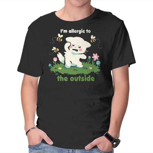 Allergic To The Outside – Cat Graphic T-Shirt