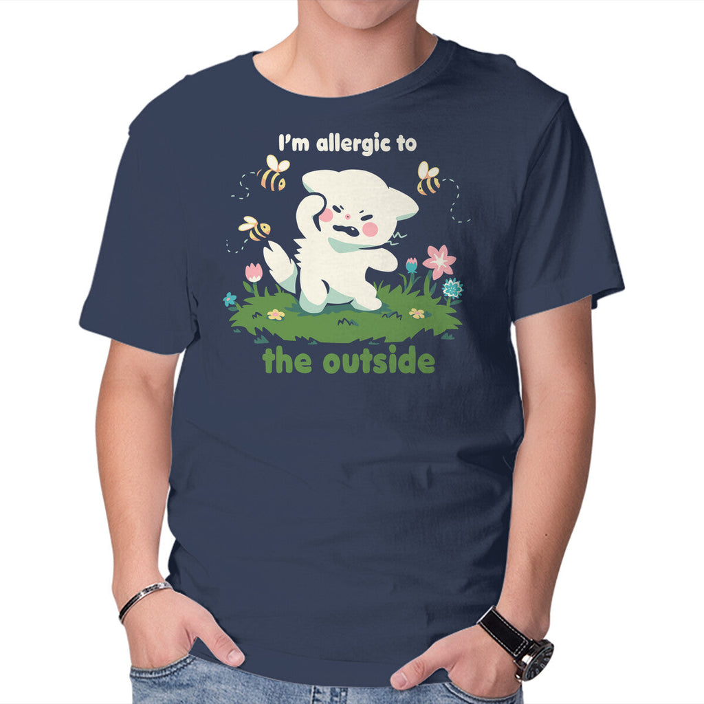 Allergic To The Outside – Cat Graphic T-Shirt in navy, product display