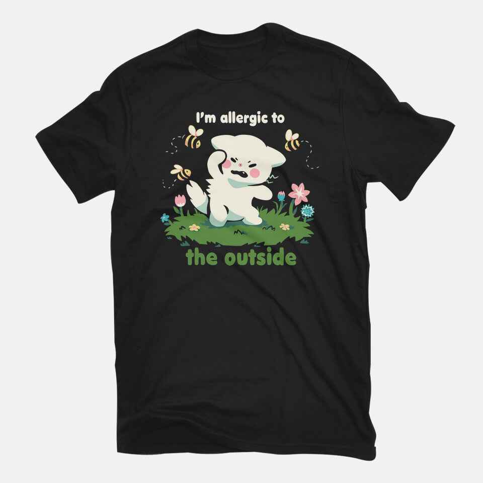 Allergic To The Outside – Cat Graphic T-Shirt