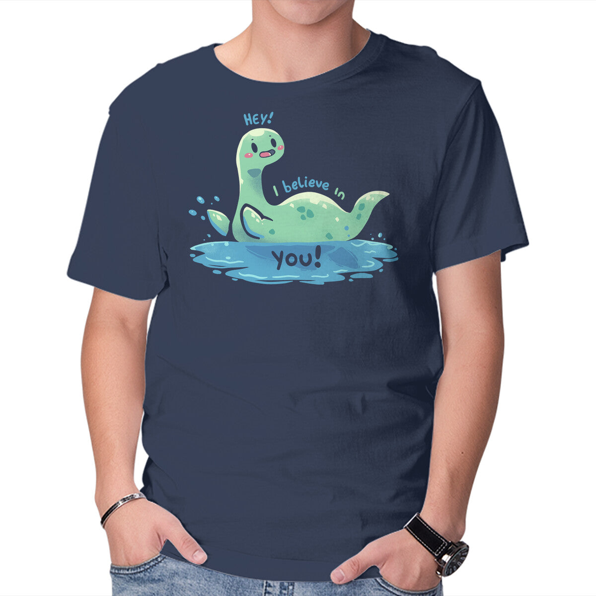 Nessie Believes In You Graphic T-Shirt in navy, product display