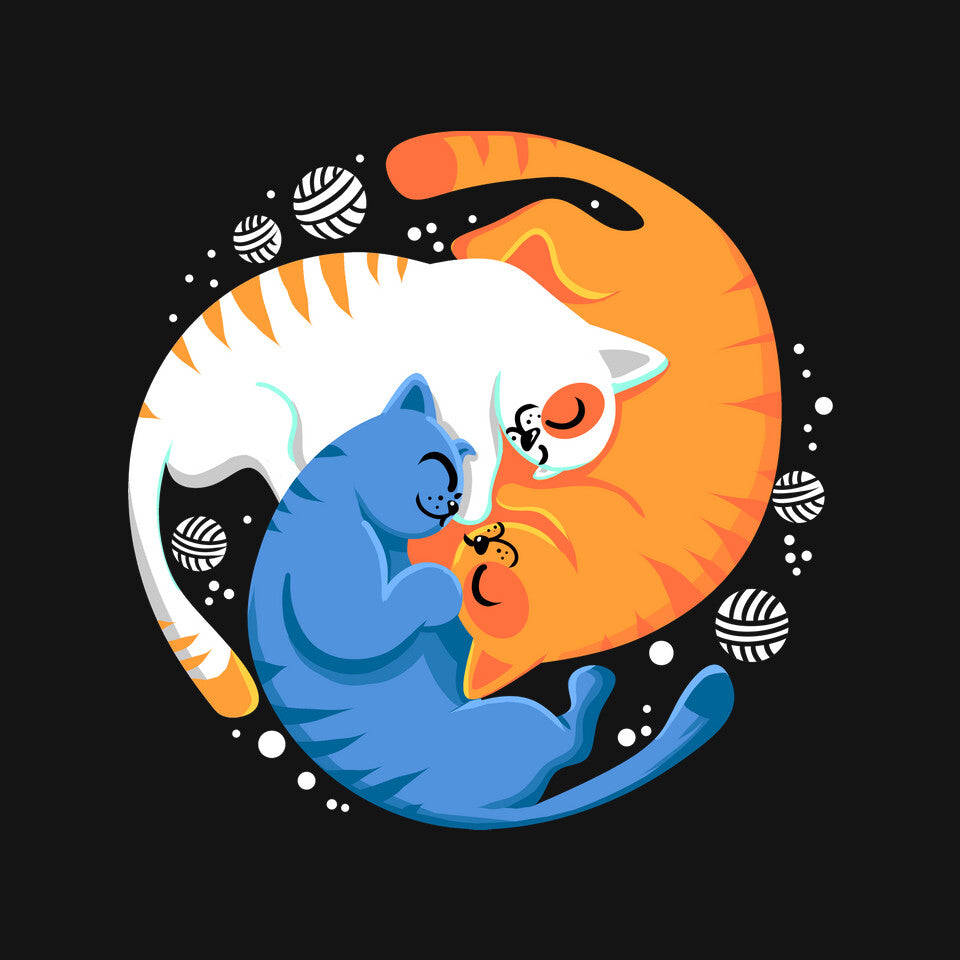 Purrfect Circle – Cat Graphic T-Shirt design artwork for black graphic T-shirt