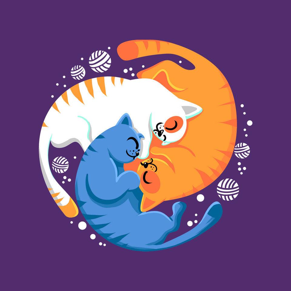 Purrfect Circle – Cat Graphic T-Shirt design artwork for purple graphic T-shirt