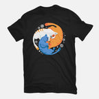 Purrfect Circle – Cat Graphic T-Shirt in black, flat-lay product view