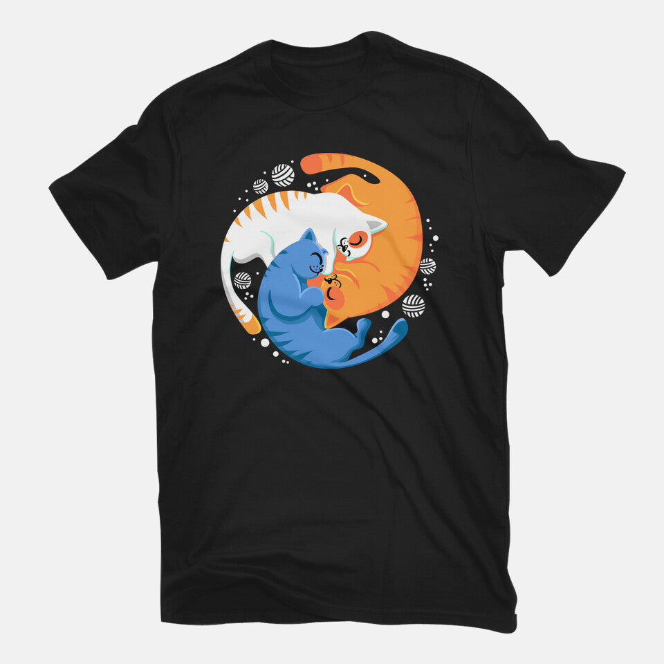 Purrfect Circle – Cat Graphic T-Shirt in black, flat-lay product view