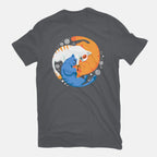 Purrfect Circle – Cat Graphic T-Shirt in charcoal, flat-lay product view