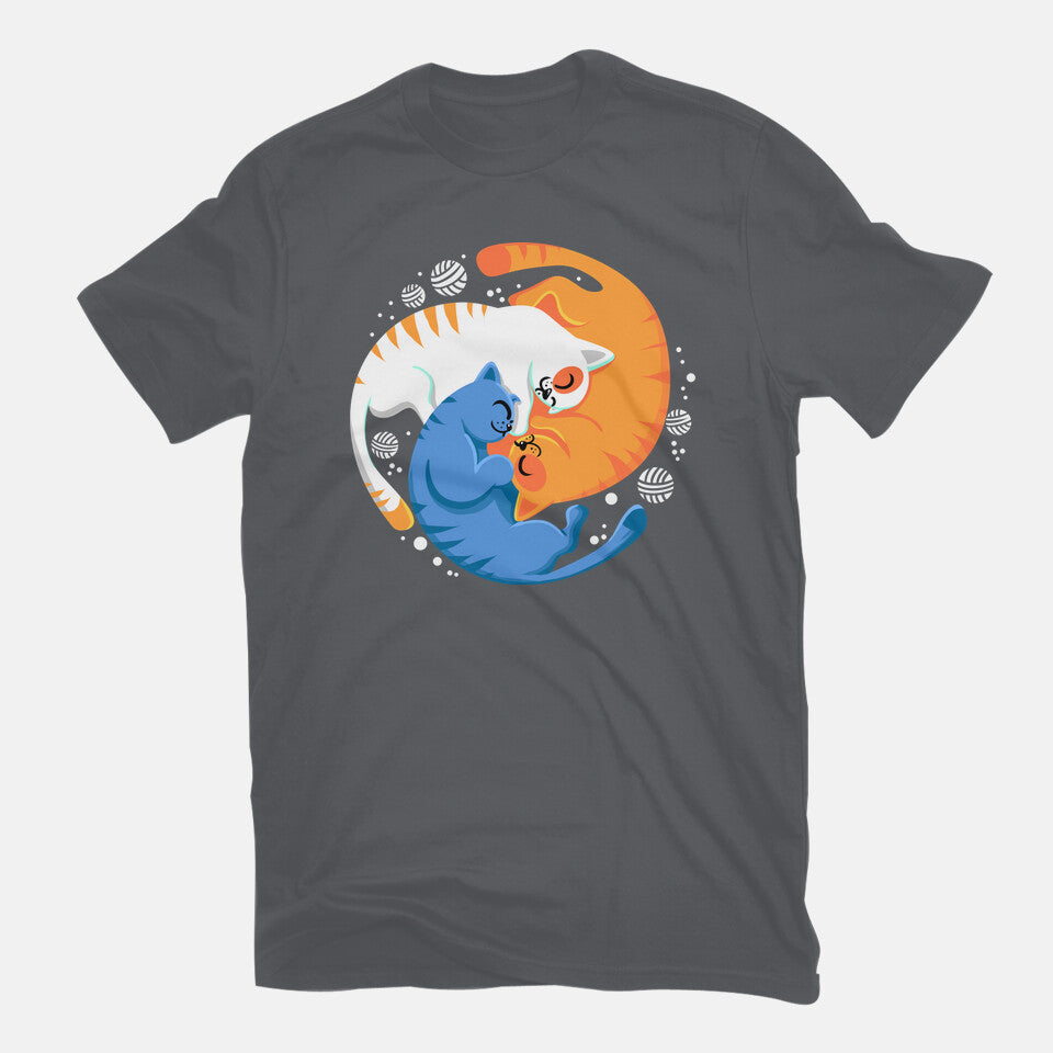 Purrfect Circle – Cat Graphic T-Shirt in charcoal, flat-lay product view