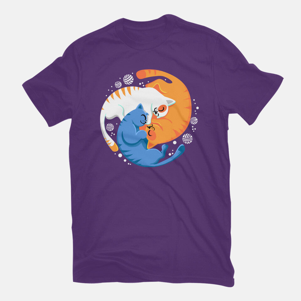 Purrfect Circle – Cat Graphic T-Shirt in purple, flat-lay product view