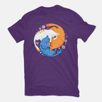 Purrfect Circle – Cat Graphic T-Shirt in purple, flat-lay product view
